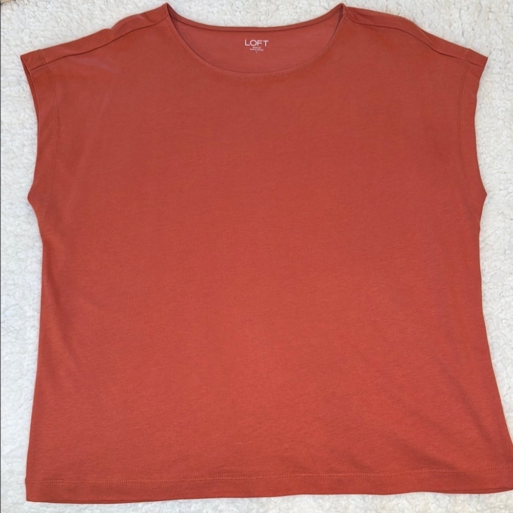 LOFT Elevated top in rust women’s size large - Picture 2 of 8
